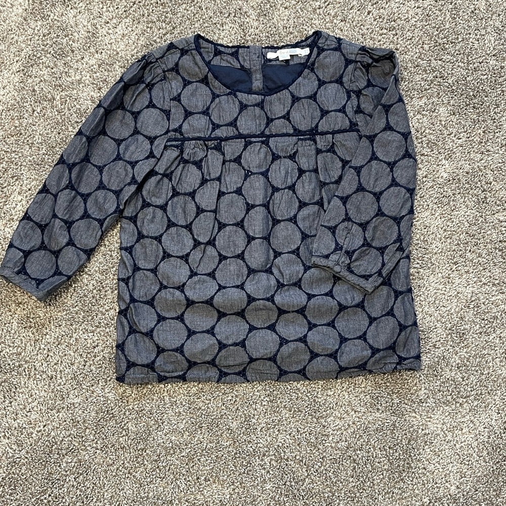 Boden Charlotte Chambray Eyelet Dot Peasant Blouse Top Size 2P